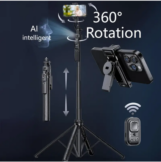360° Auto Face Tracking Tripod – Extendable Smart Selfie Stick for Android/iOS Phones
