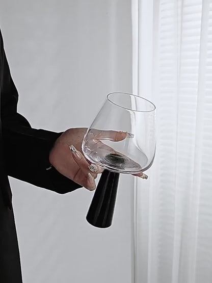 2 Elegant Black Wine Glass